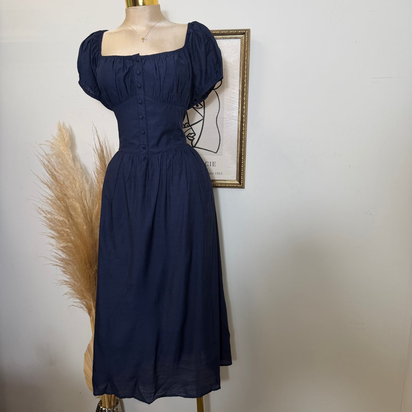 Corset Maxi Dress-Navy