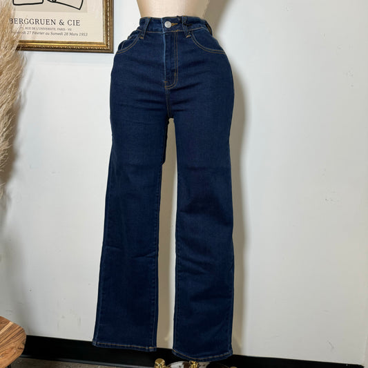 V2434D  High Rise  Wide Leg-Dark Blue