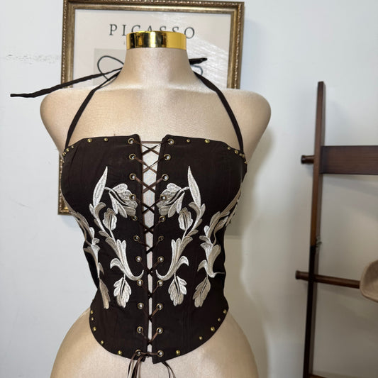 La Nena Corset Top-Brown