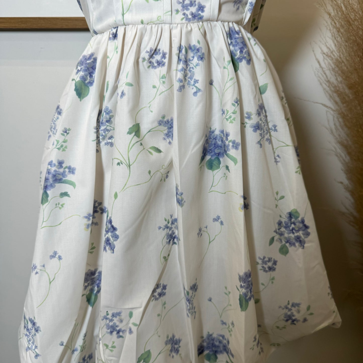 Coqueta Floral Bubble Skirt Dress-White/Blue