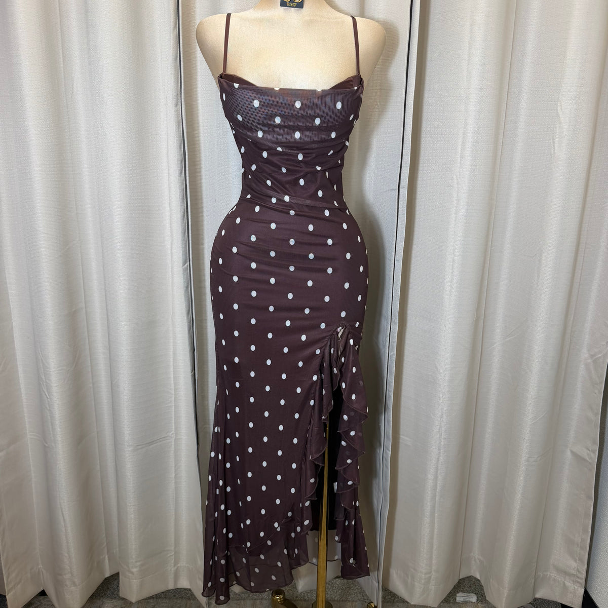 Mismaloya Polka Dot Dress-Brown/Cream