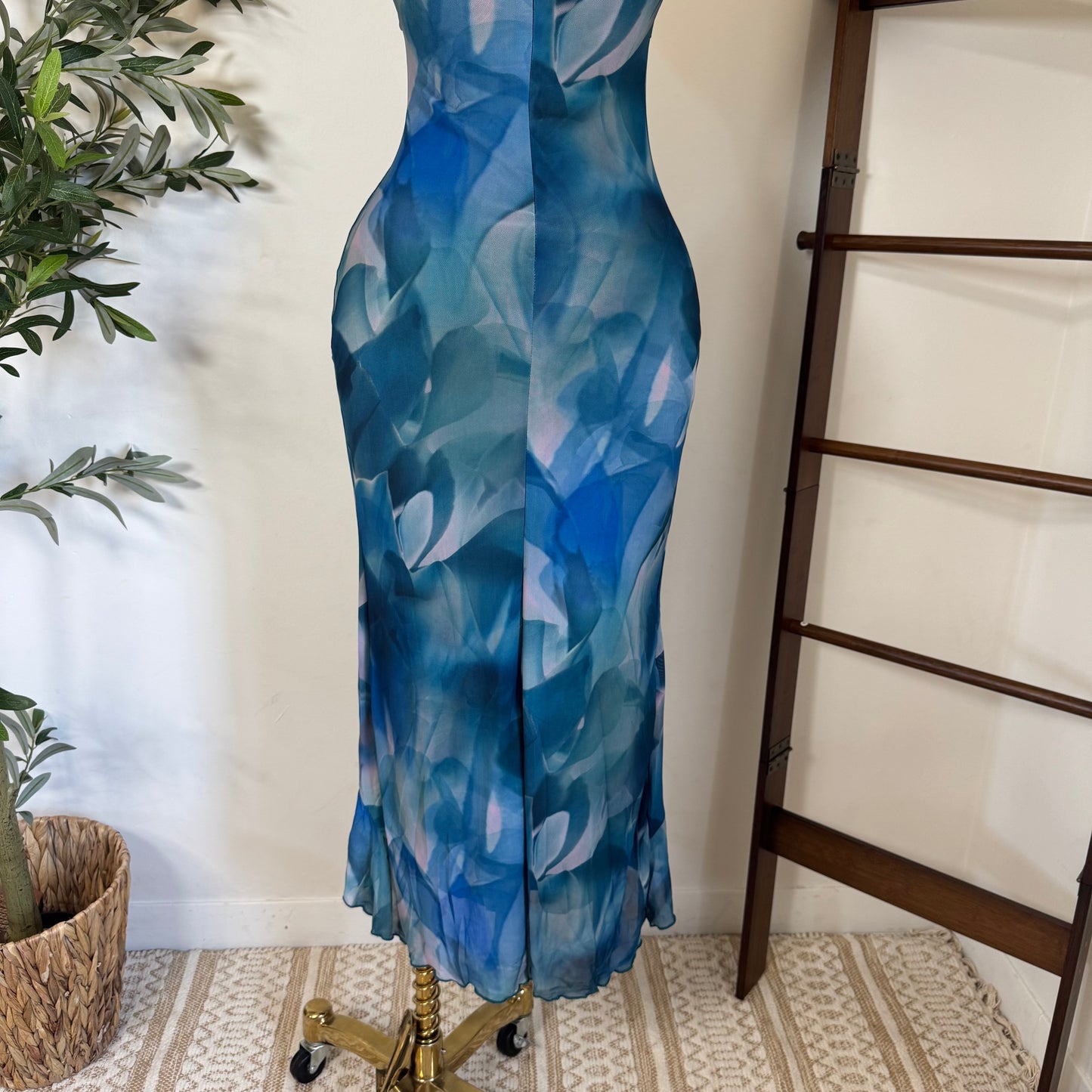 Karol Dress-Blue/Beige