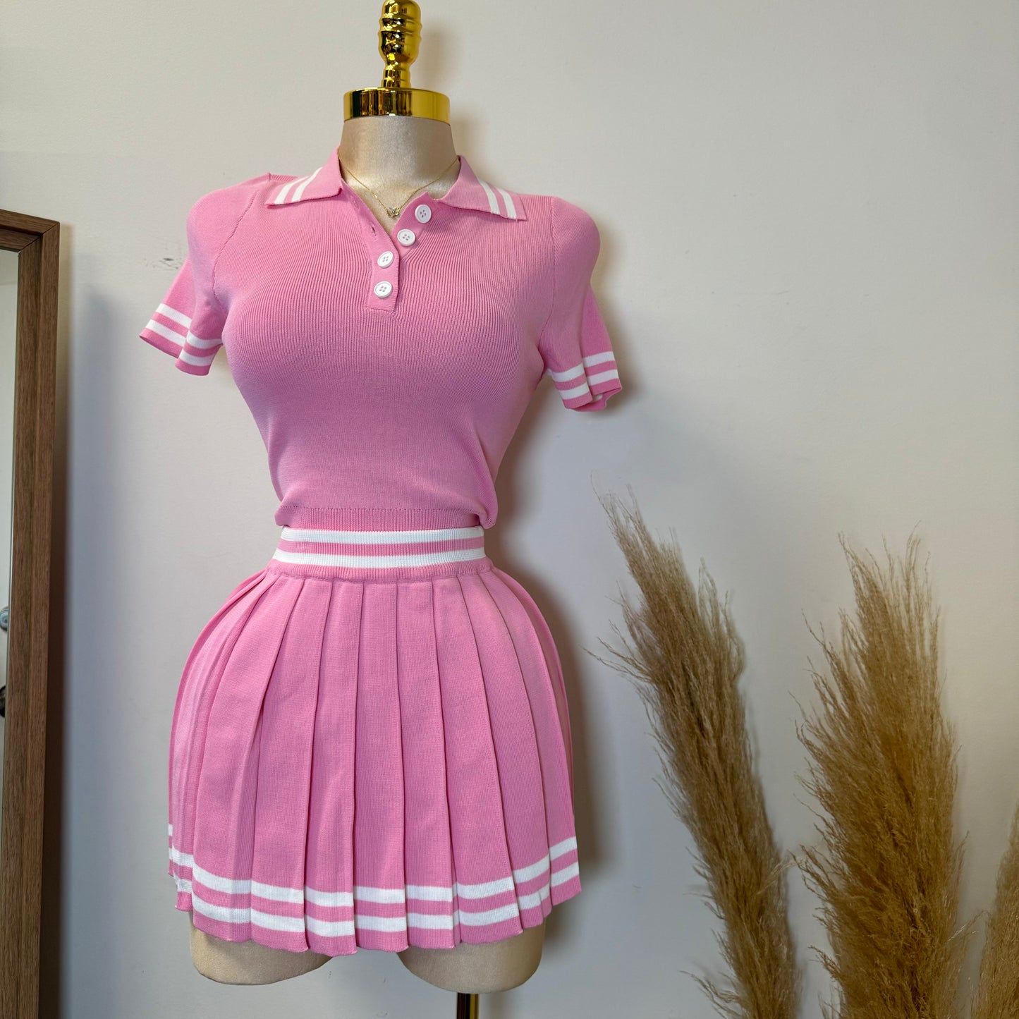 Tennis Skirt Set-Pink