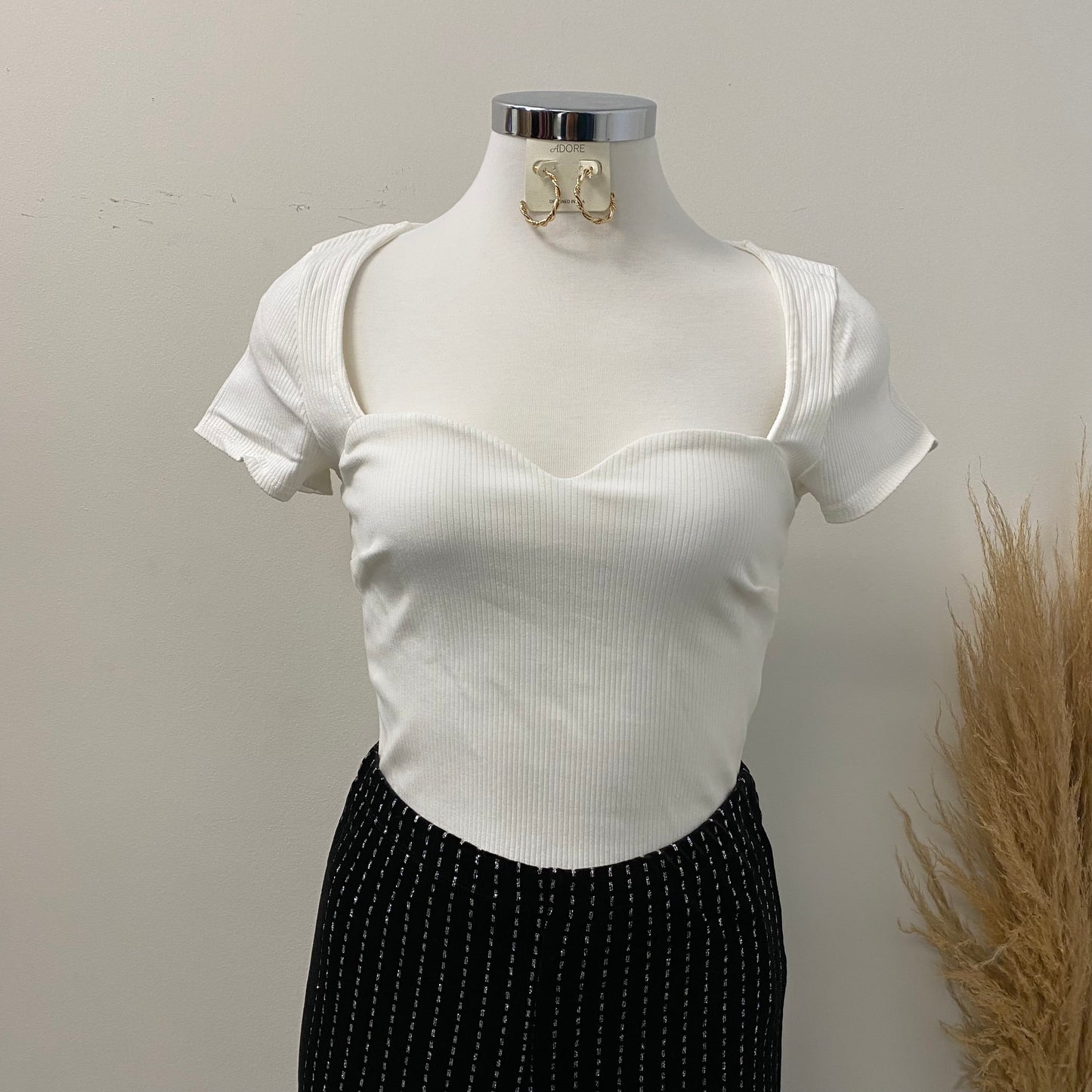 Inez Crop Top -White