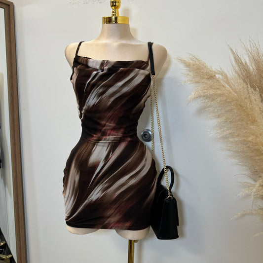 Mocha Dress-Brown/Black