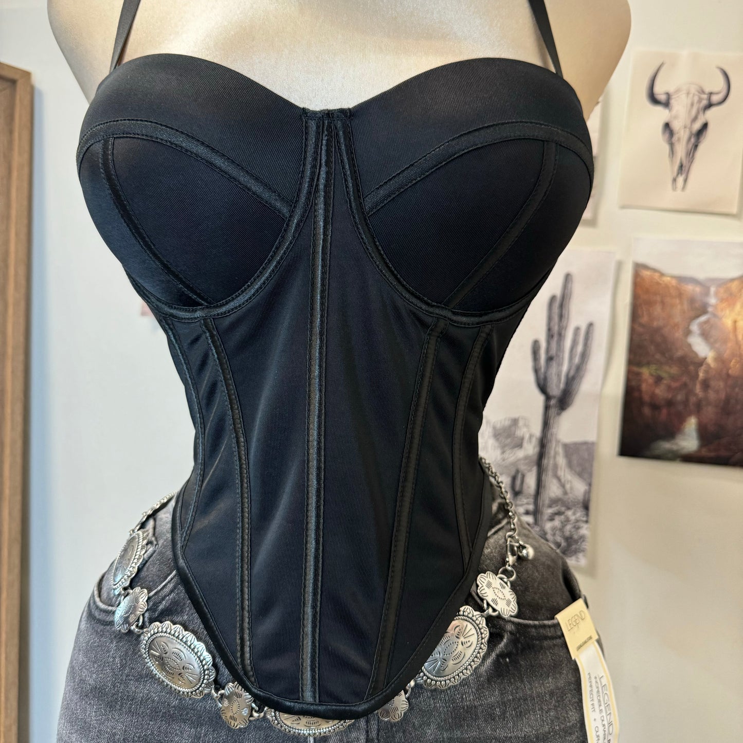 Satin SweetHeart Corset Top-Black