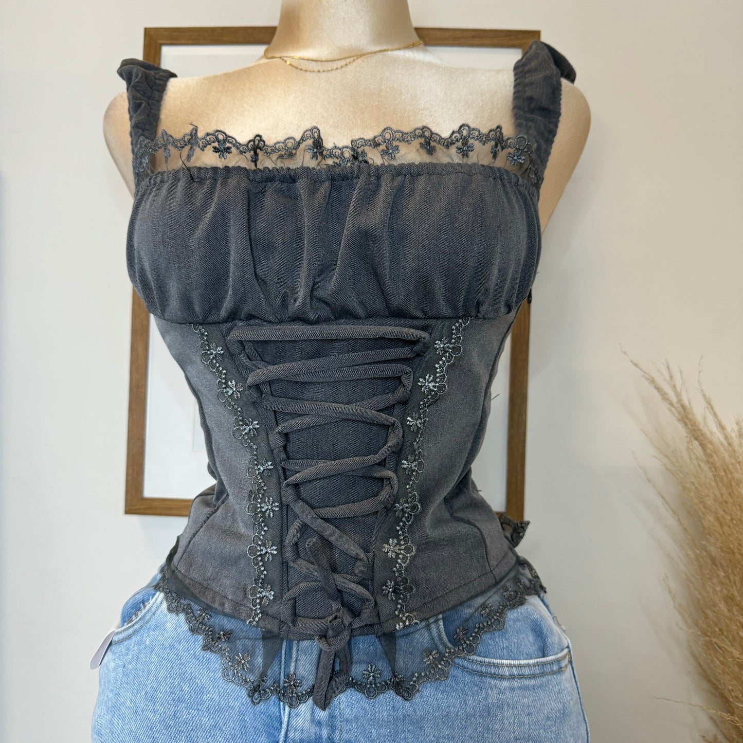 Corset Bustier Top-Grey