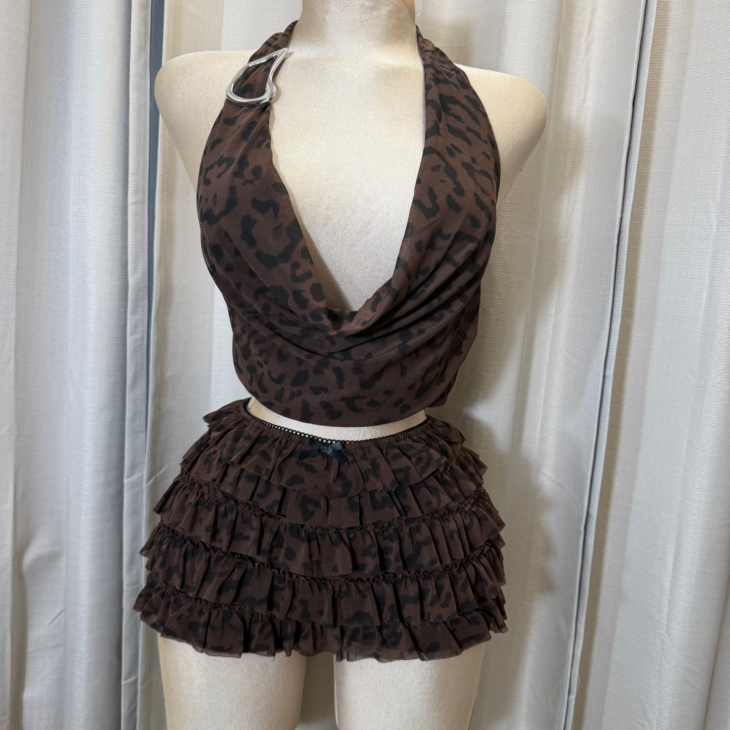 Halter Top And Short Set-Leopard