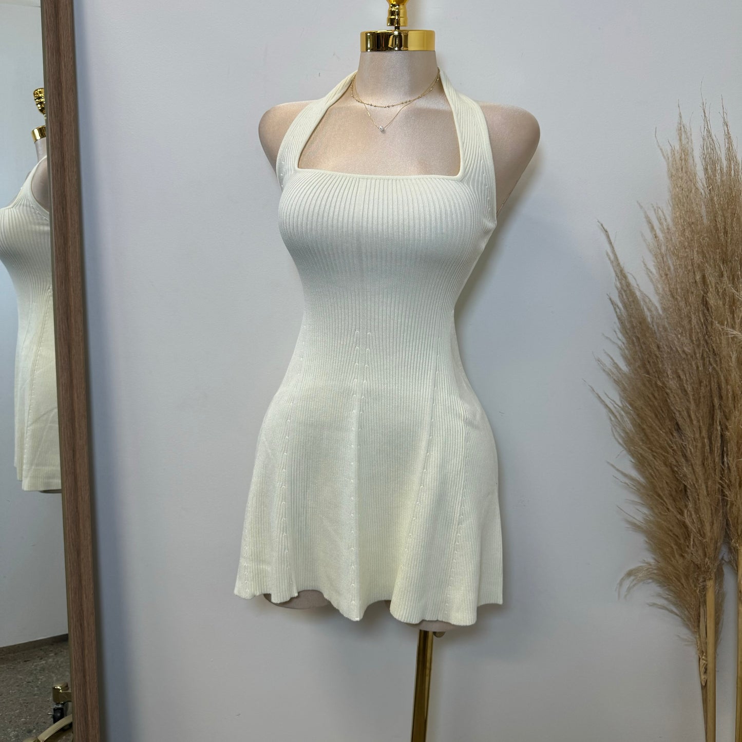 Amren Halter Sweater Dress-Ivory