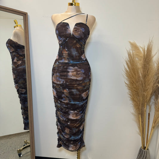Kallie Midi Dress-Multi Brown
