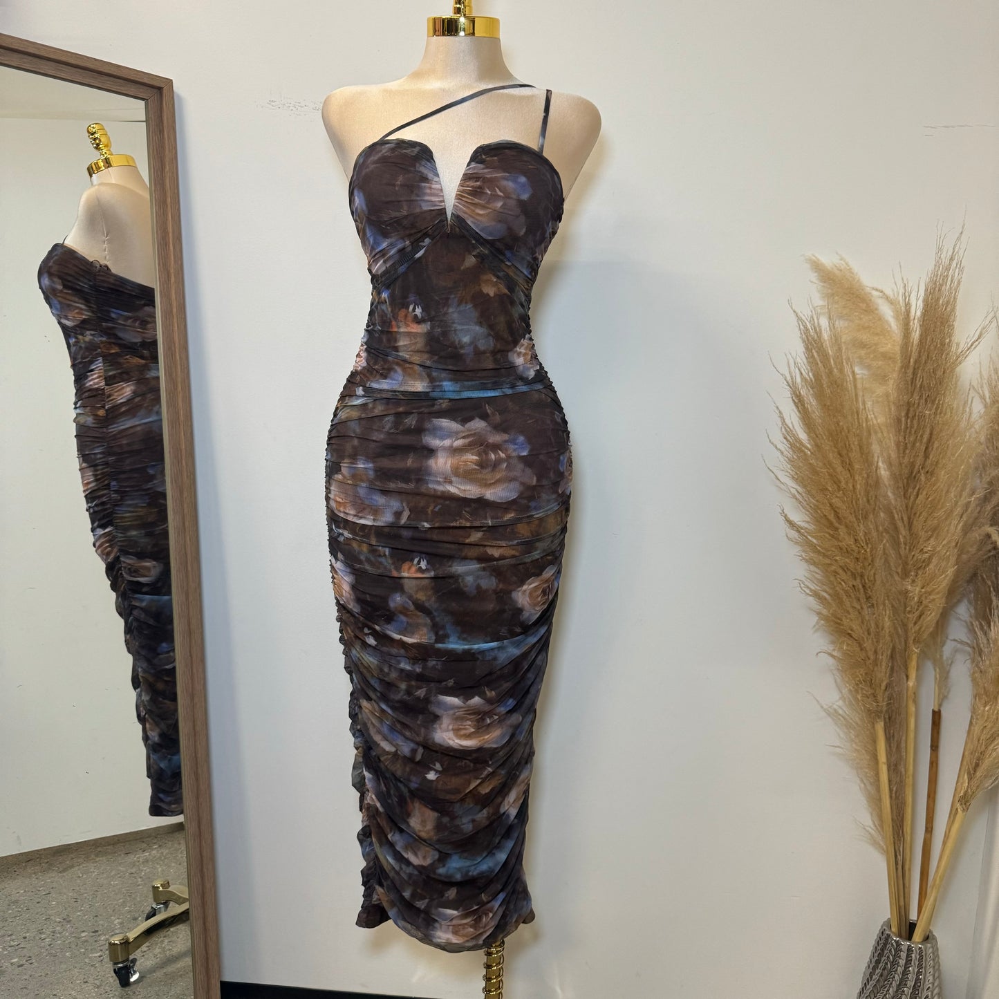 Kallie Midi Dress-Multi Brown