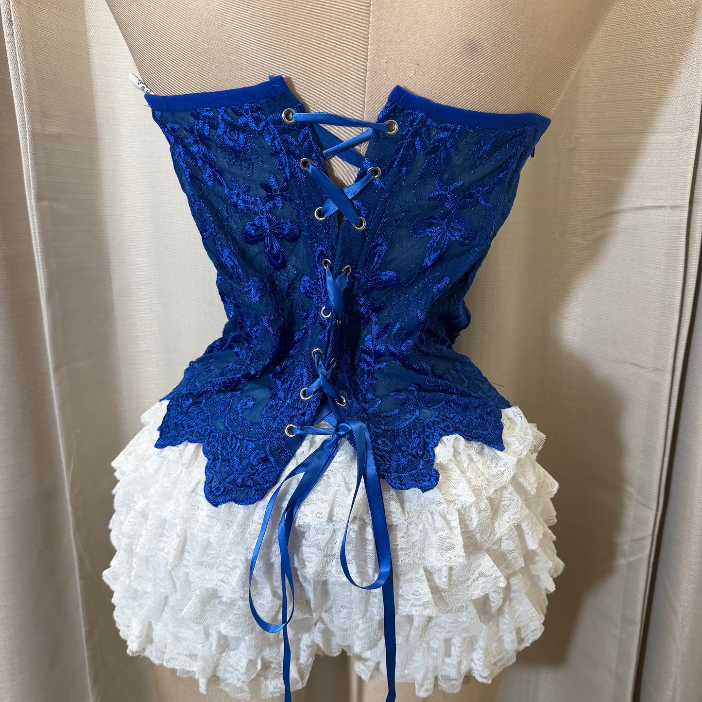 Still sequin lace corset-Royal Blue