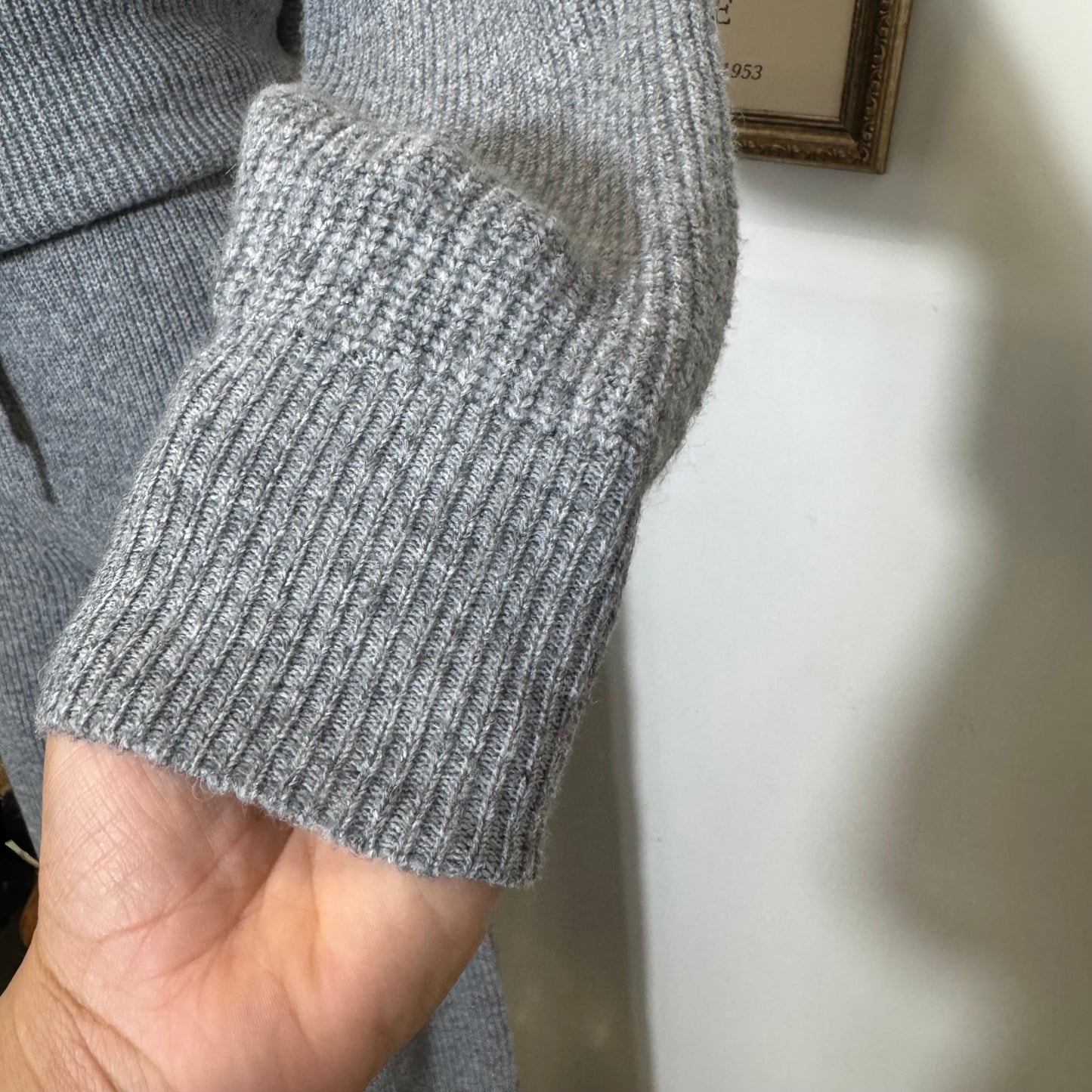 Quarter zip sweater and Pants Set-Heather Gray