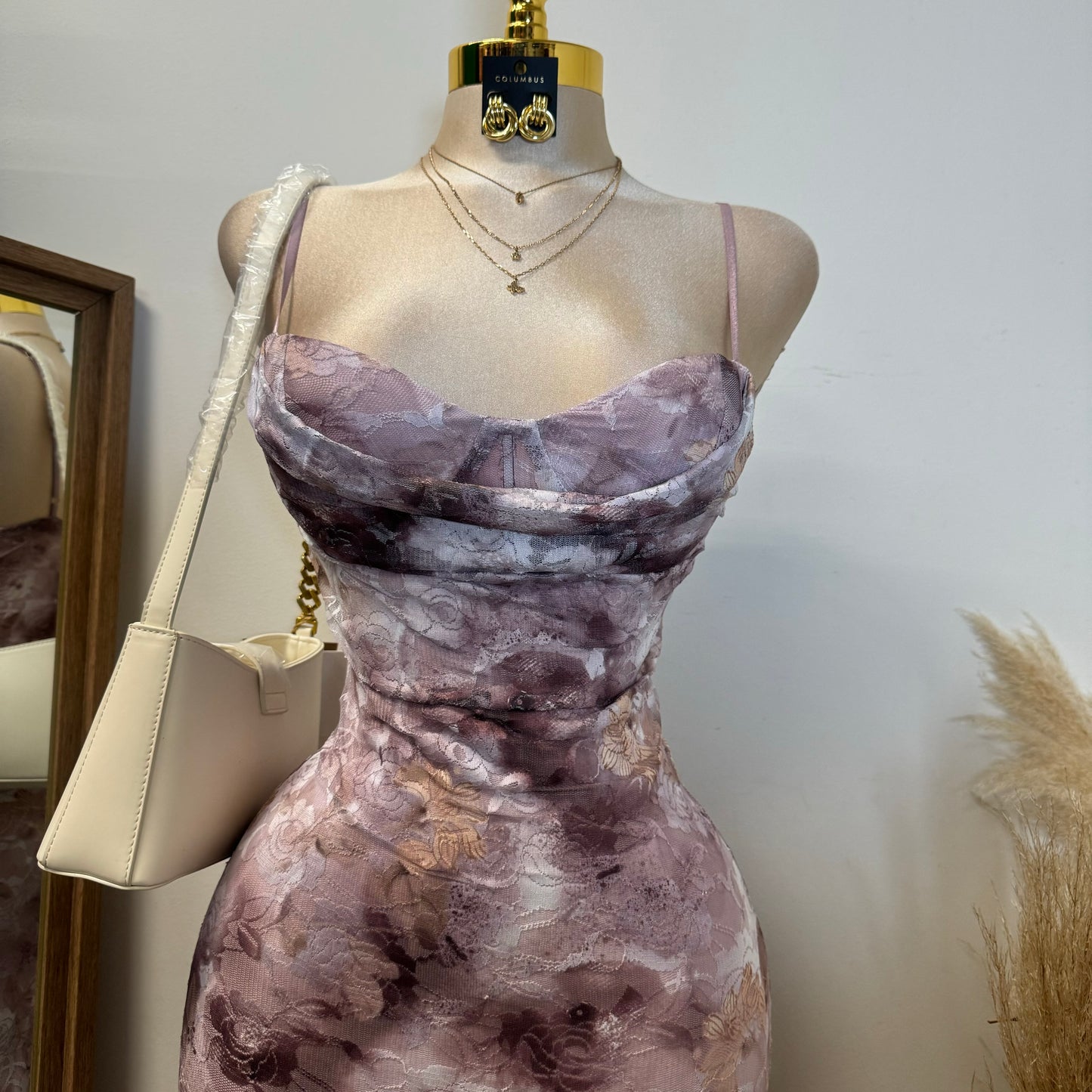 Mismaloya Lace Dress-Multi Pink