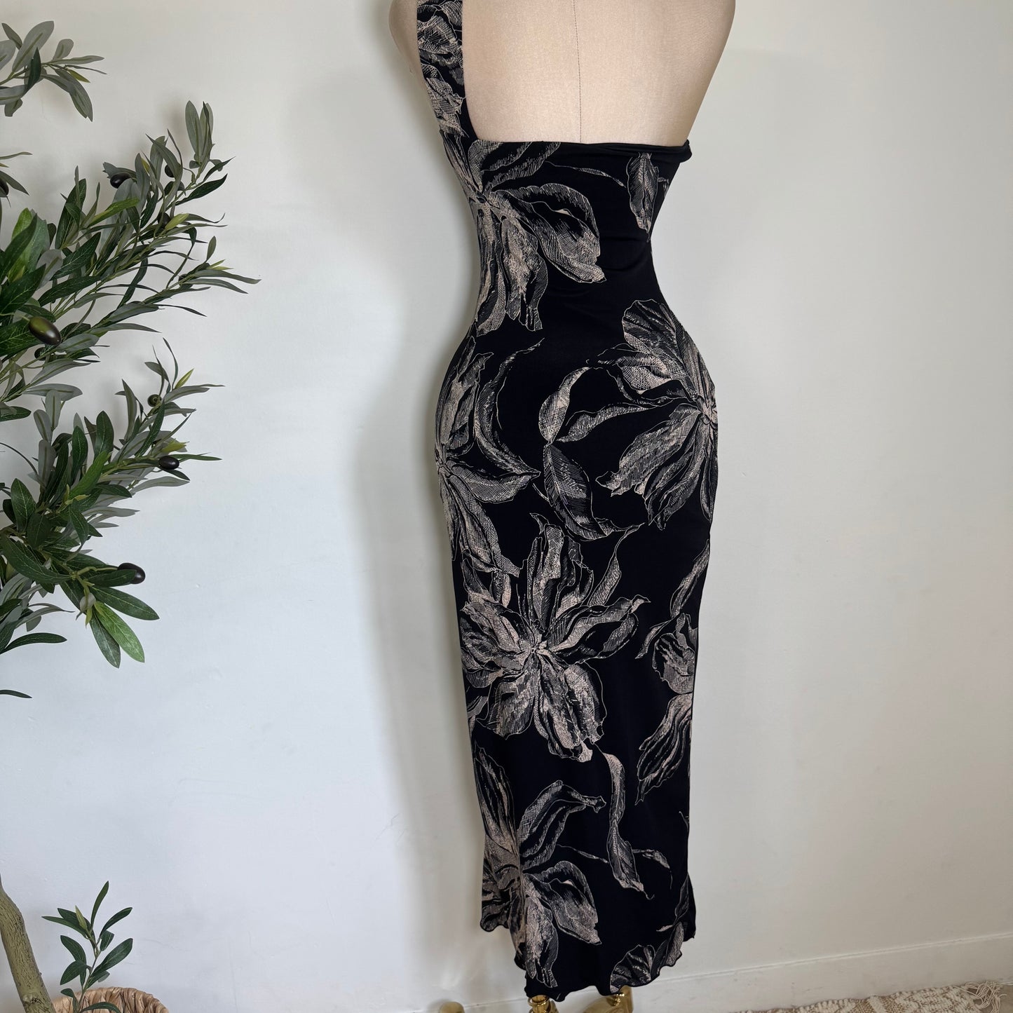 Karina Mesh Dress-Black Flowe Print