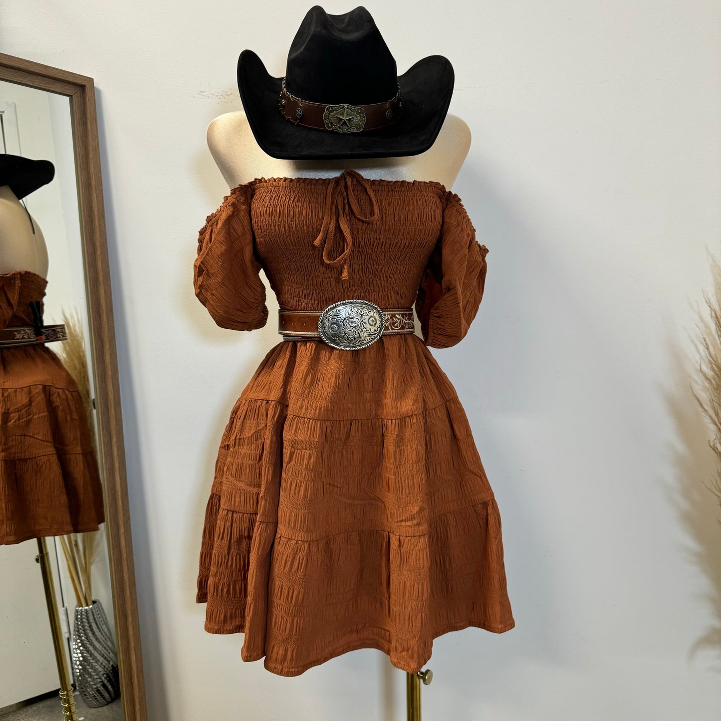 Vaquerita Dress-Rust