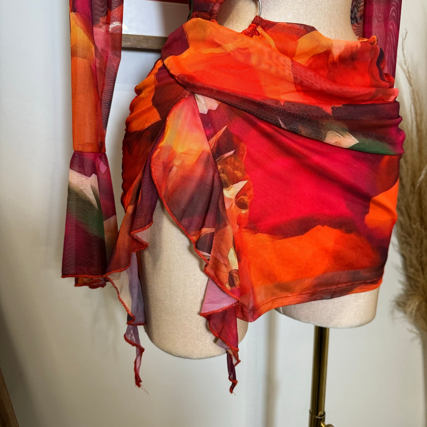 Lixia Mesh Dress-Orange