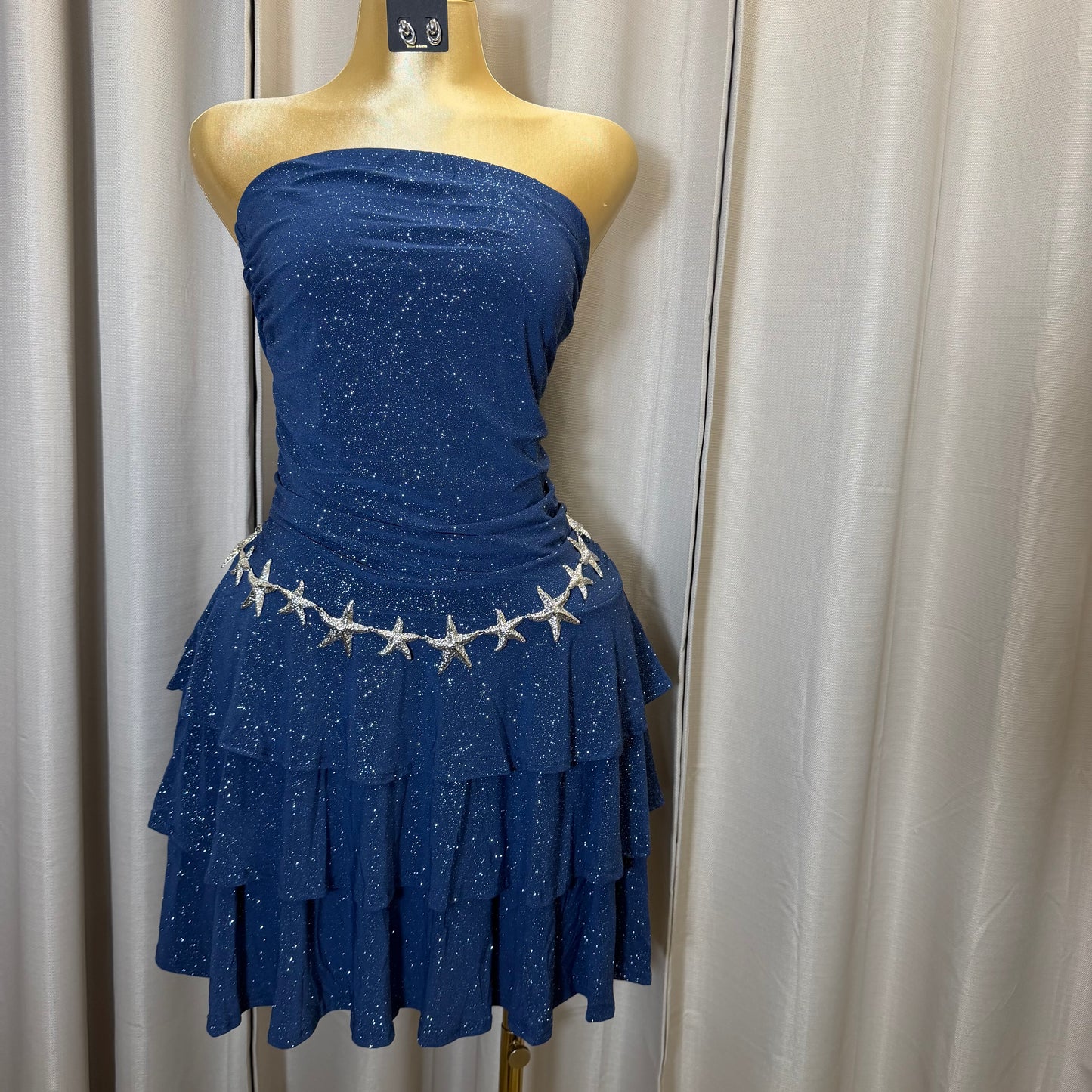 PL-sparkly Ruffle Rube dress-navy