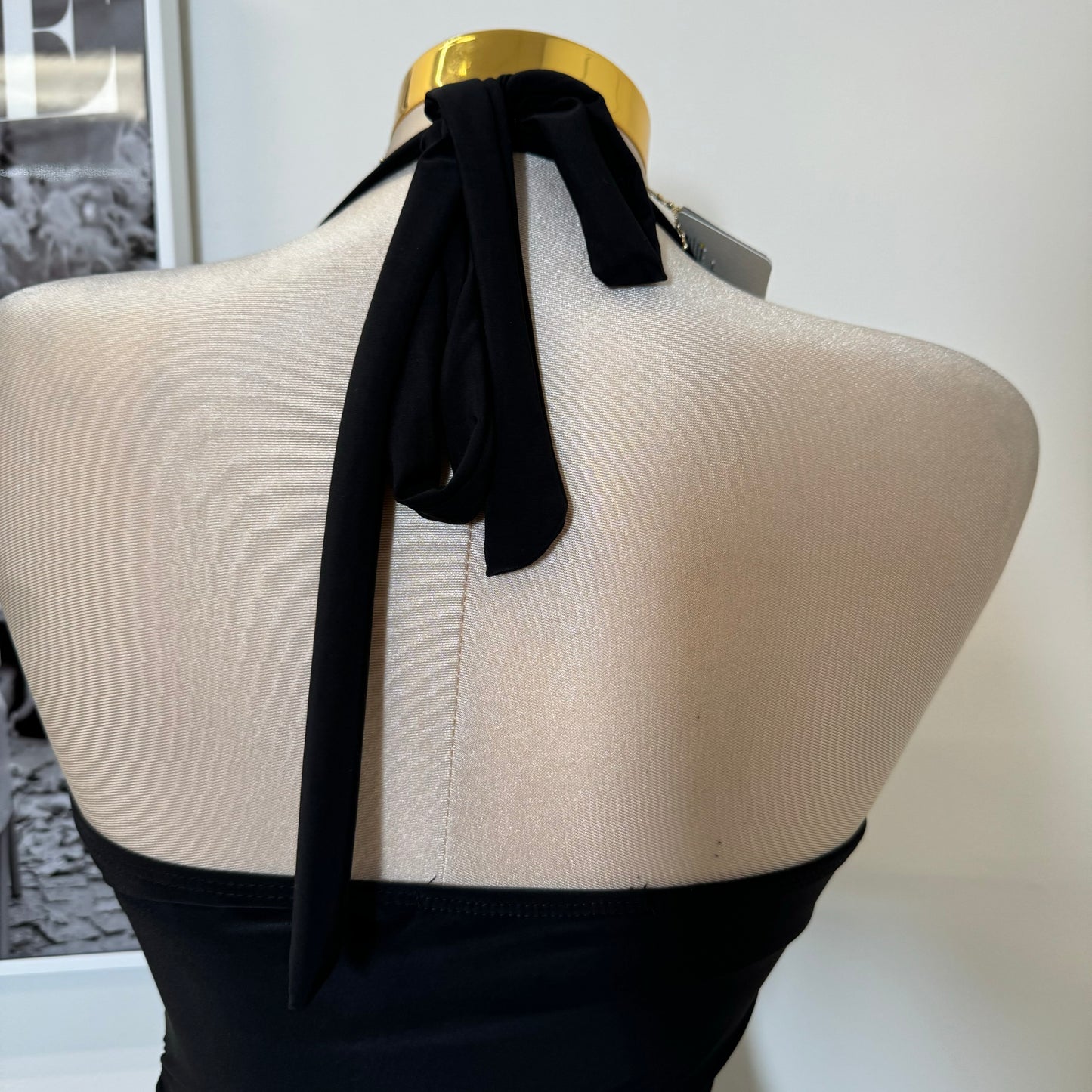 Halter Asymmetrical Dress-Black
