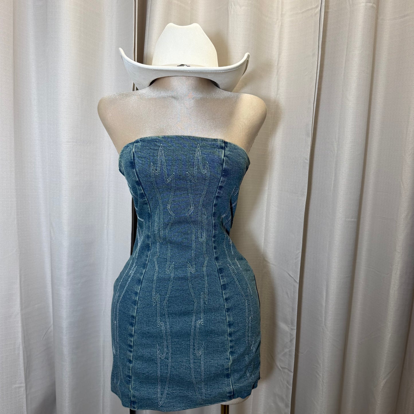 Taymara Corset Dress-Denim
