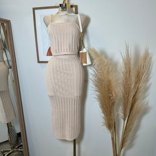 Vacation Skirt Set-Beige