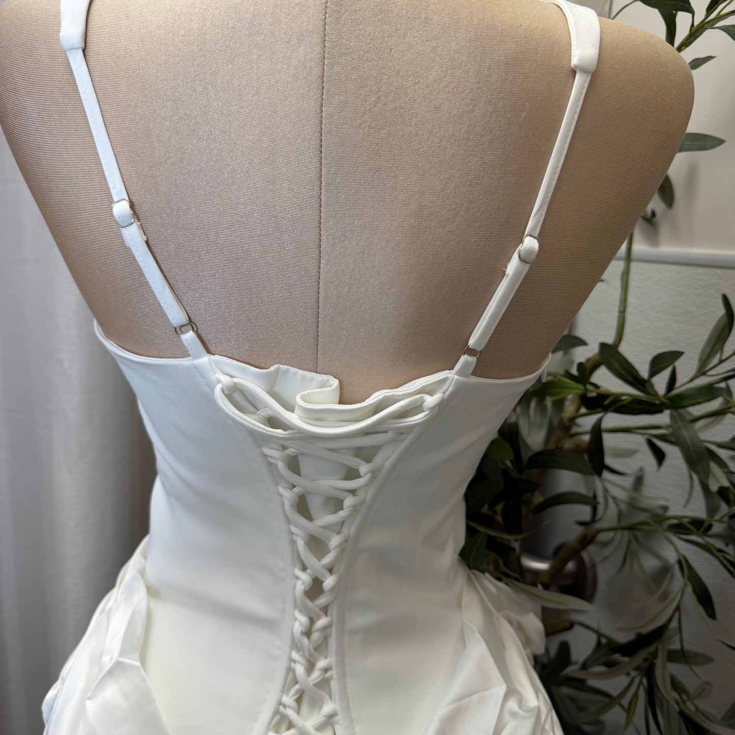 Satin Corset Cutout Mini Dress-White