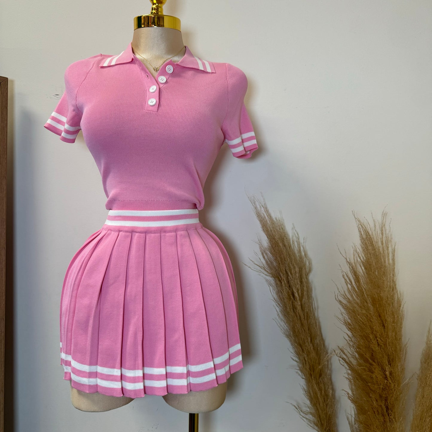 Tennis Skirt Set-Pink