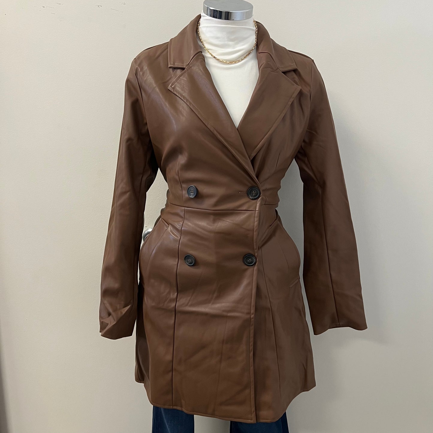 Zamari Leather Coat -Brown