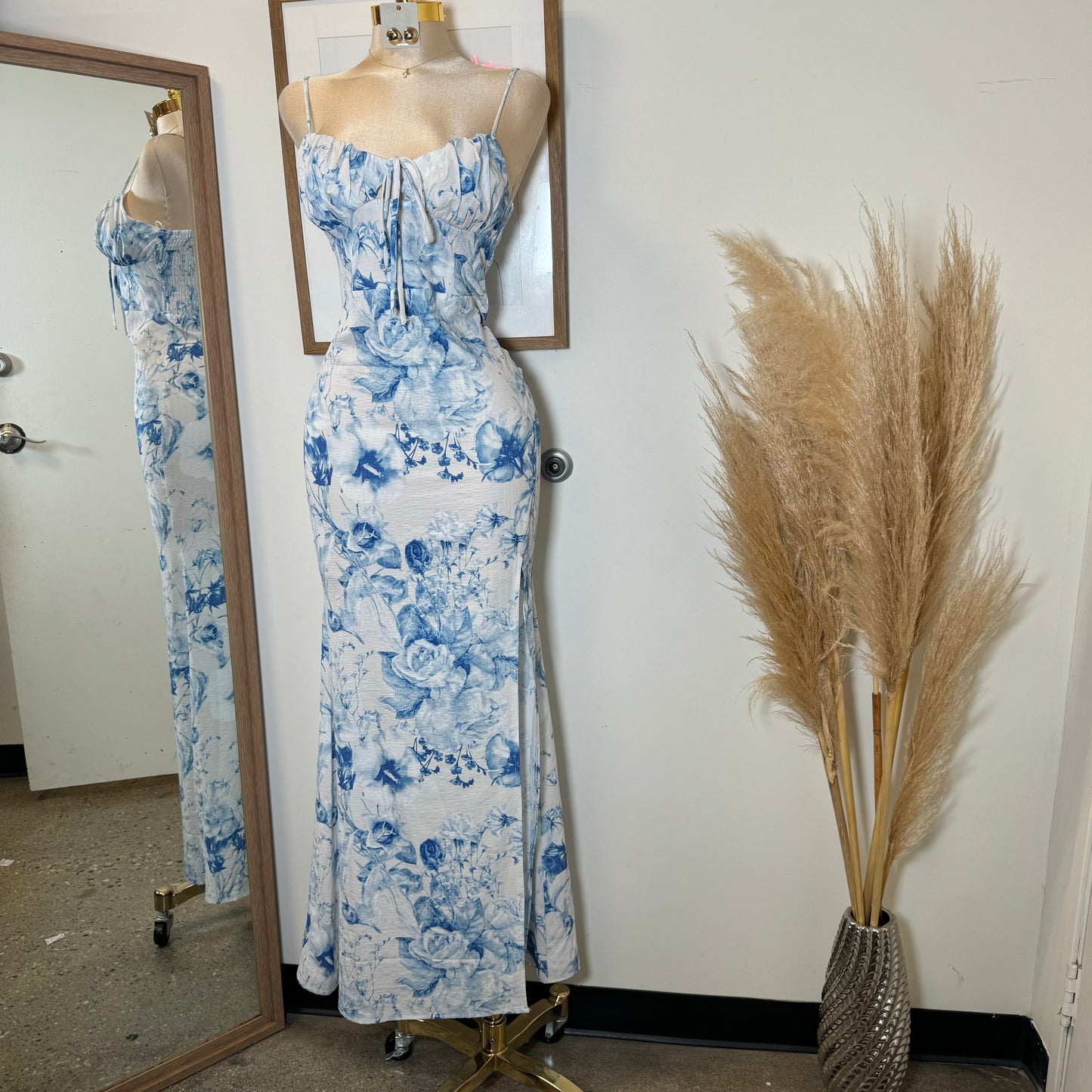 Grecia Maxi Dres-Blue/White