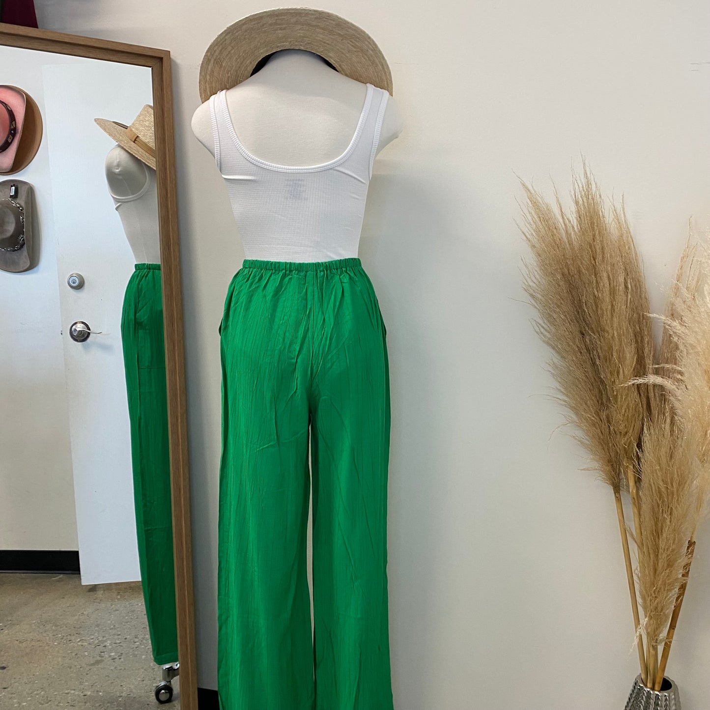 Sayra linen Wide leg Pants-Green