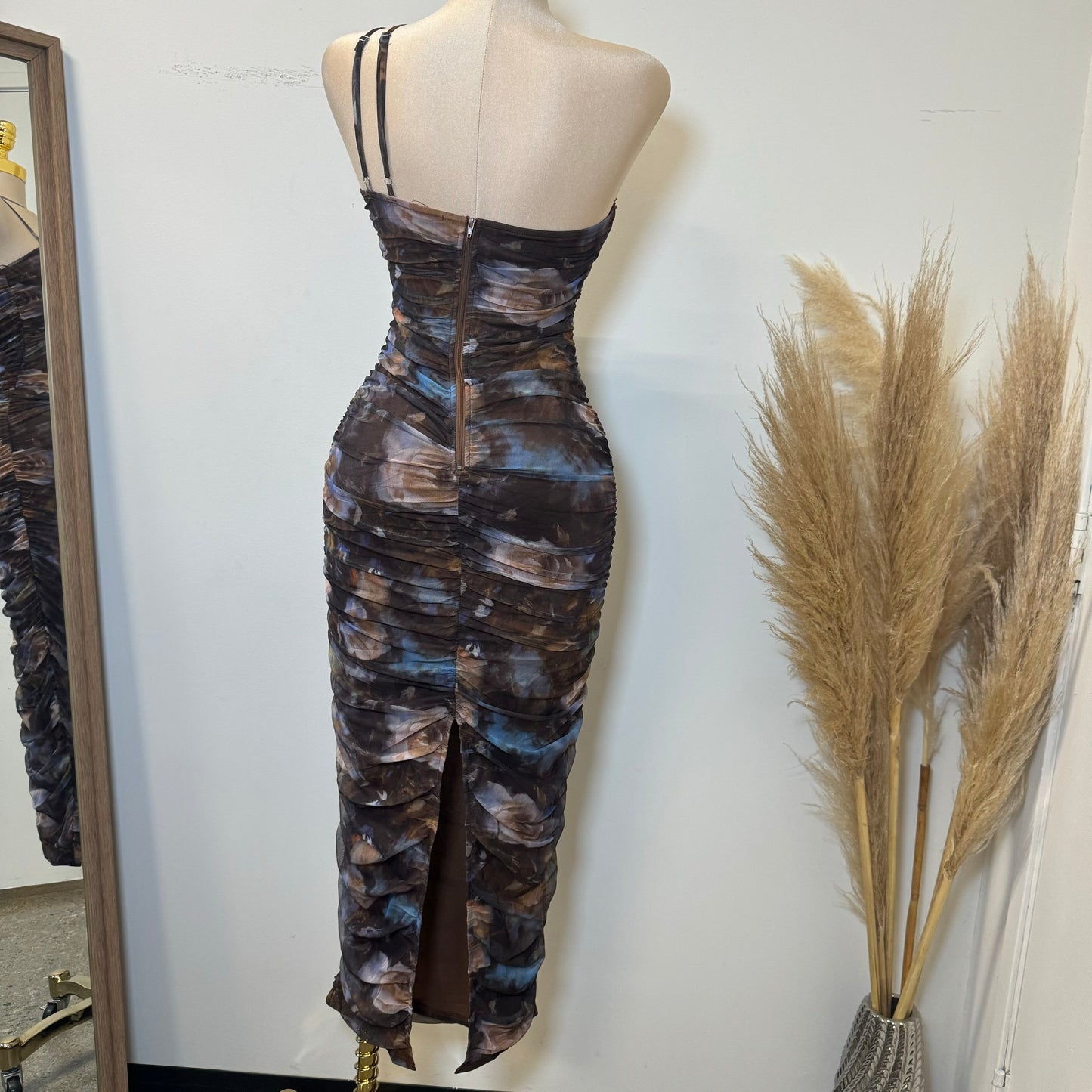 Kallie Midi Dress-Multi Brown