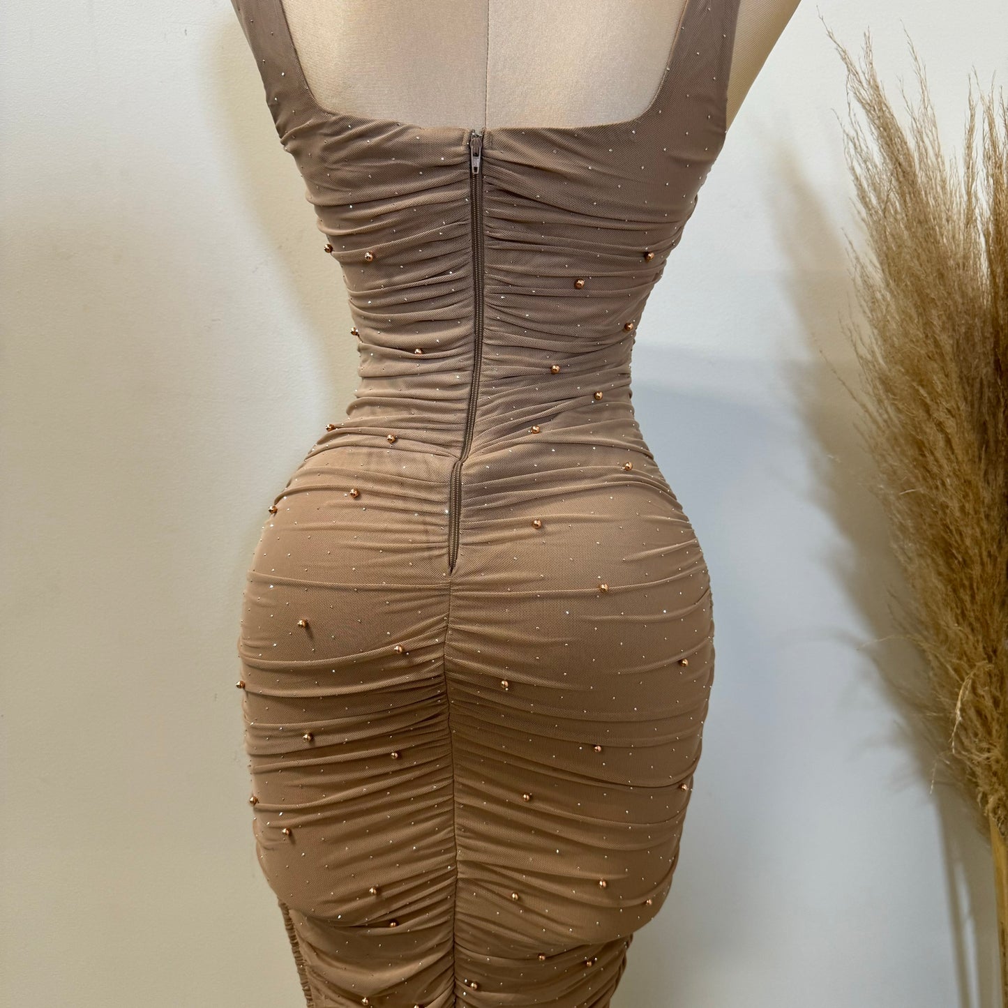 Luz Mesh Dress-Nude