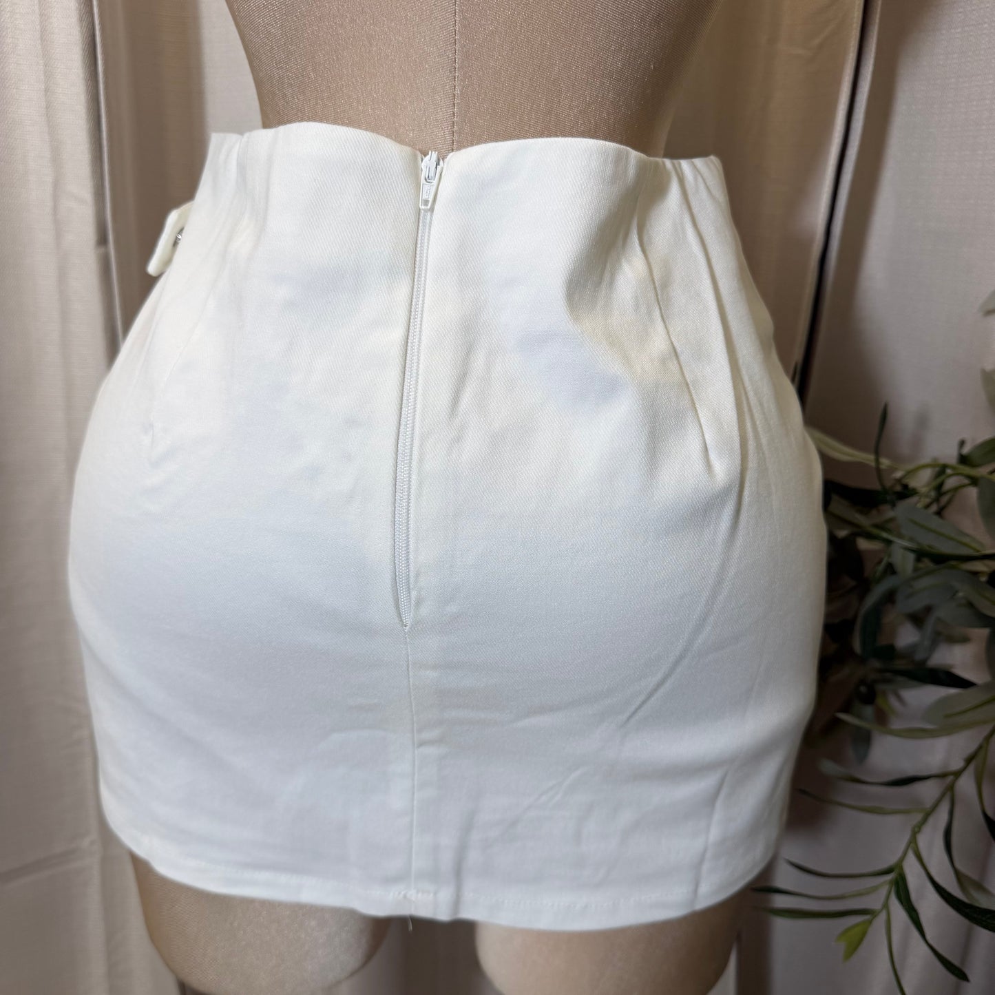 Belted Stretchy Skort-white