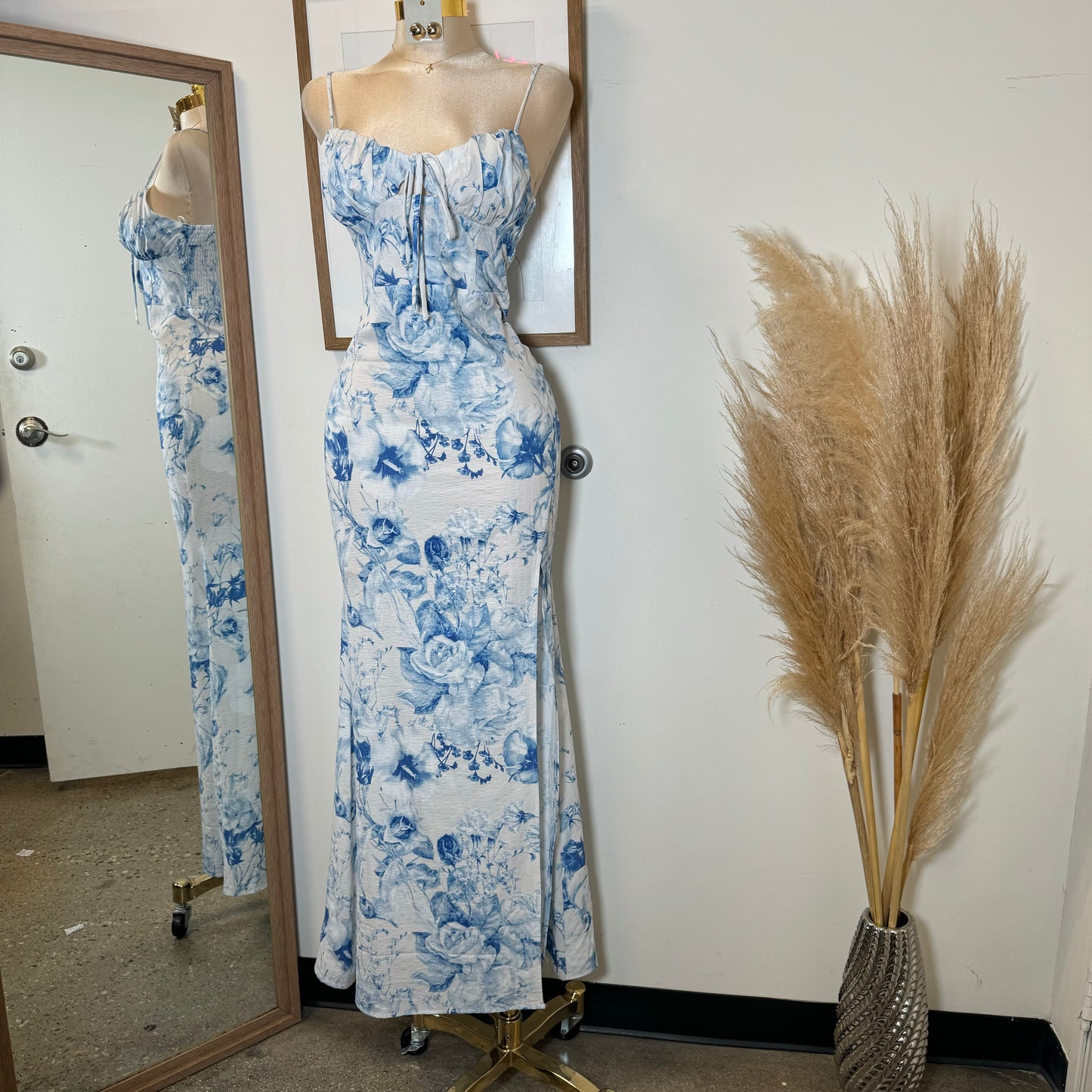 Grecia Maxi Dres-Blue/White