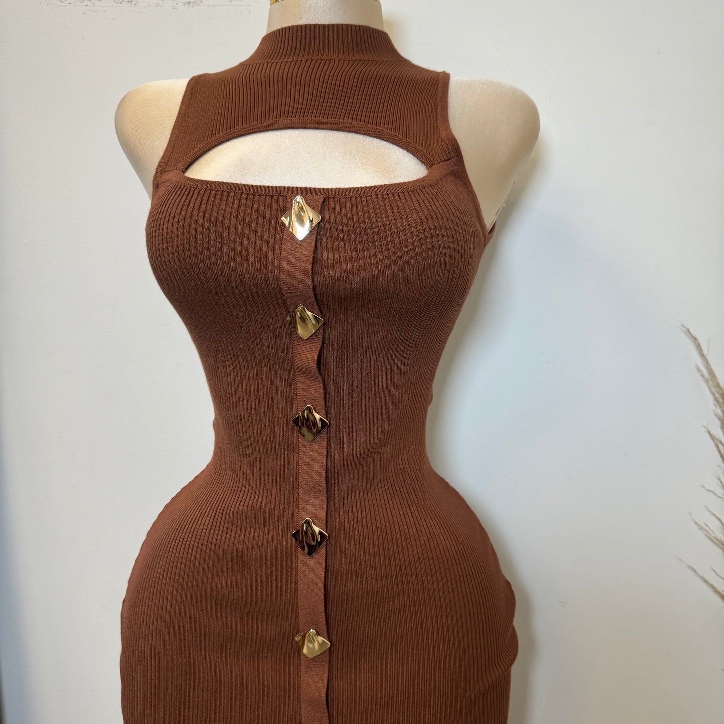 Kallie Sweater Dress-Brown