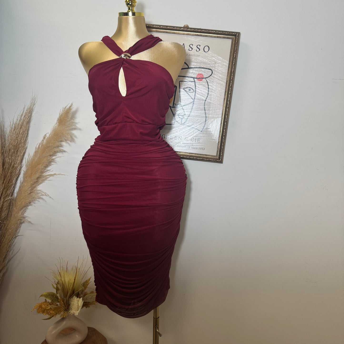 Inara Plus size Dress-Burgundy