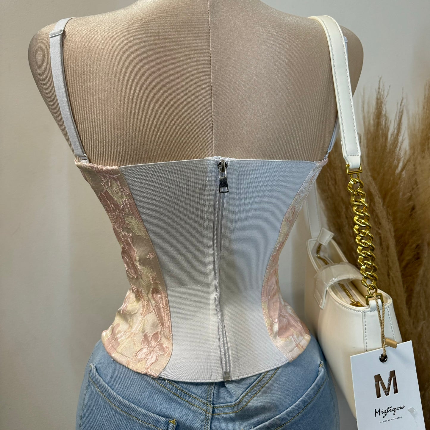 Daliahh Corset Top-white/Pink