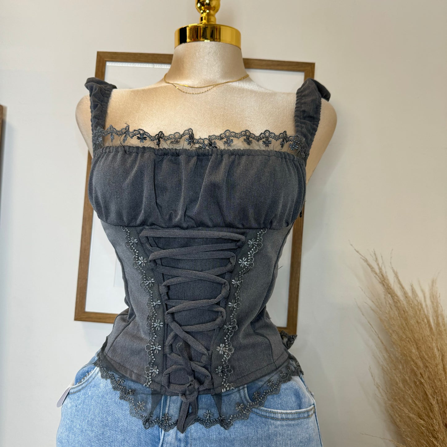 Corset Bustier Top-Grey