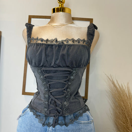 Corset Bustier Top-Grey