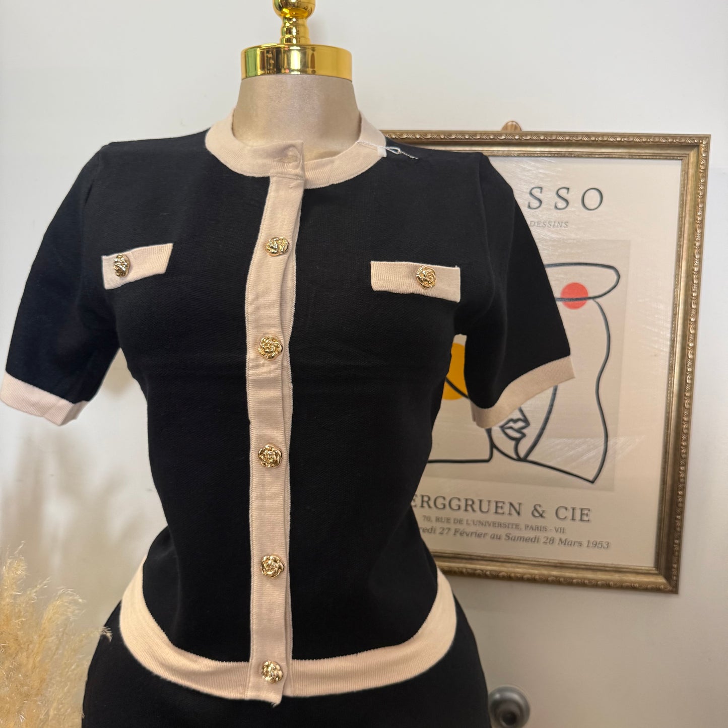 Knitted Skirt Set-Black