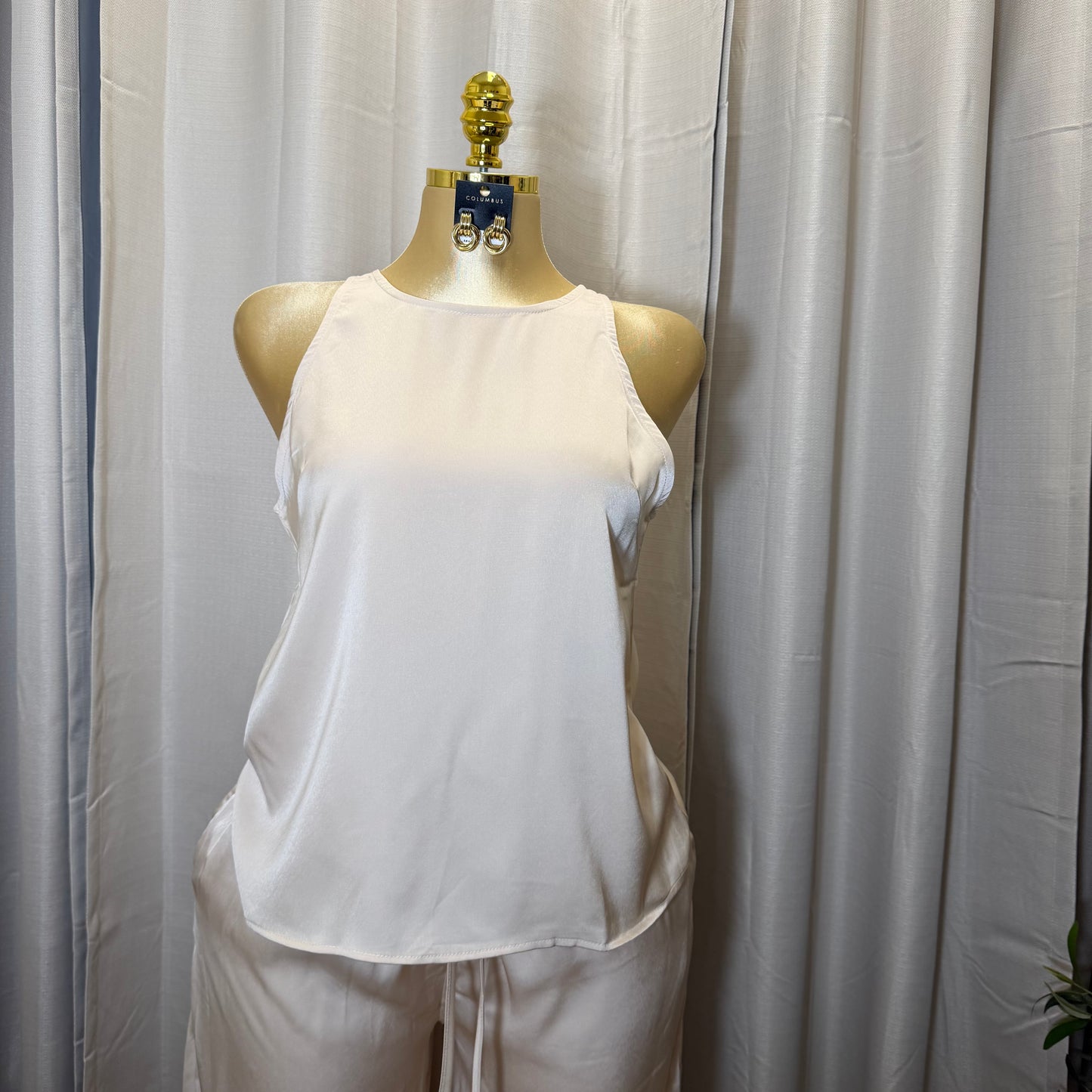 Satin Pant Set-Ivory