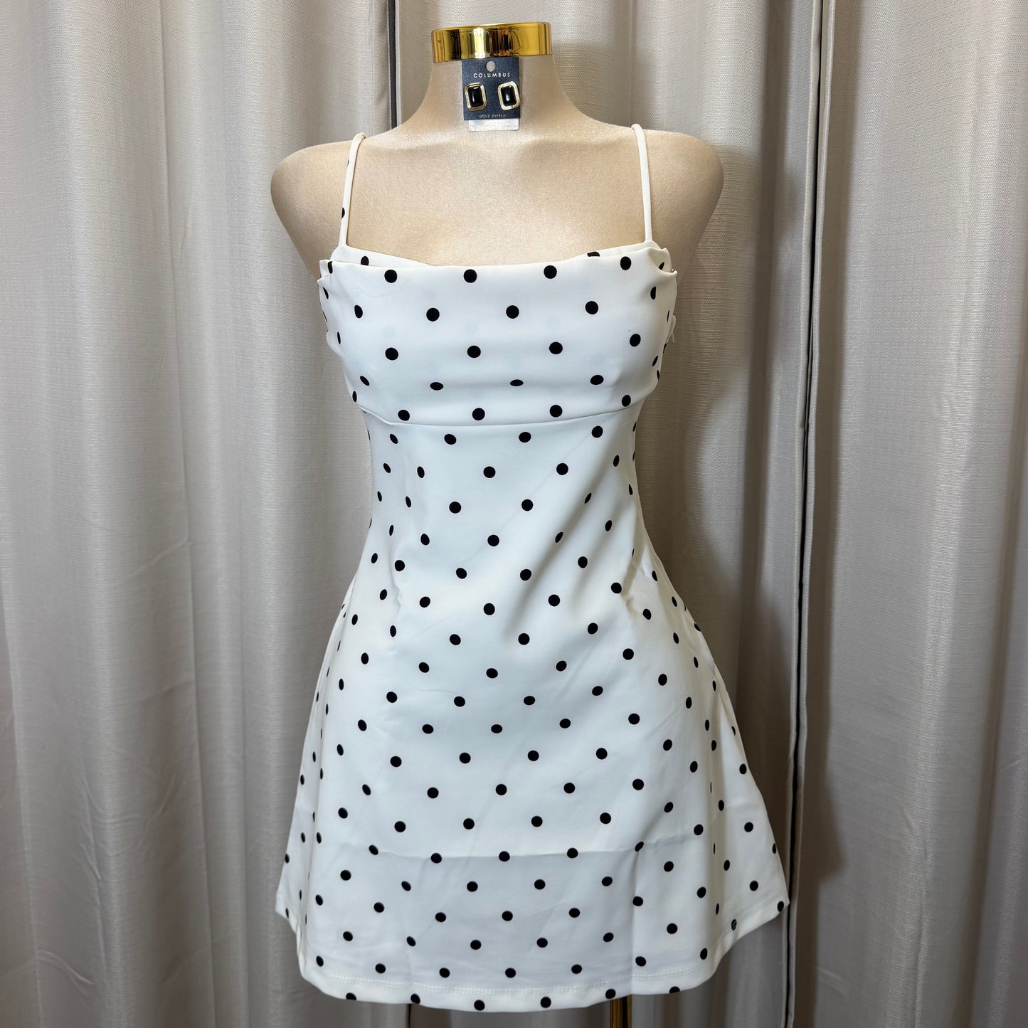 Polka Dot Mini Dress-white/Black