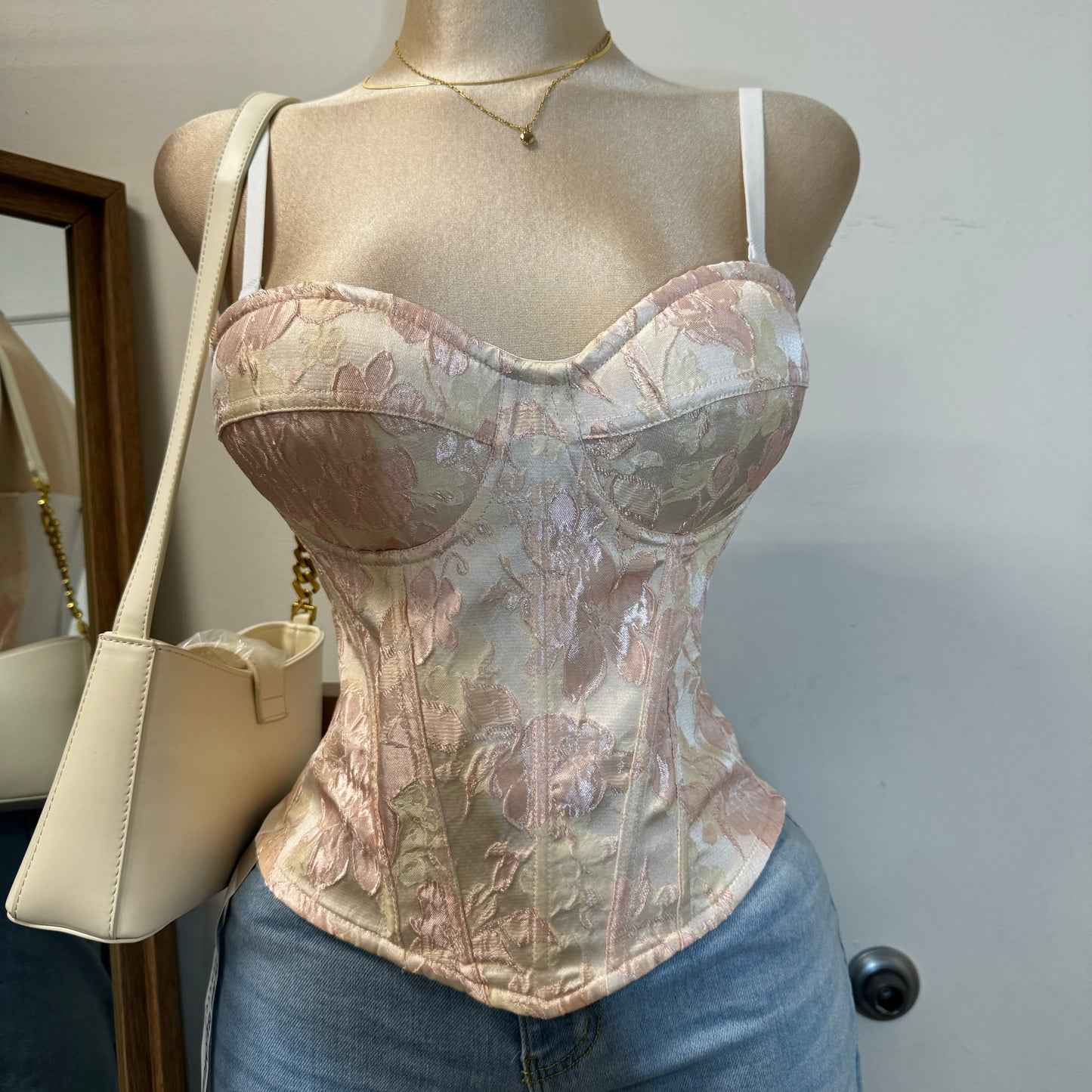 Daliahh Corset Top-white/Pink