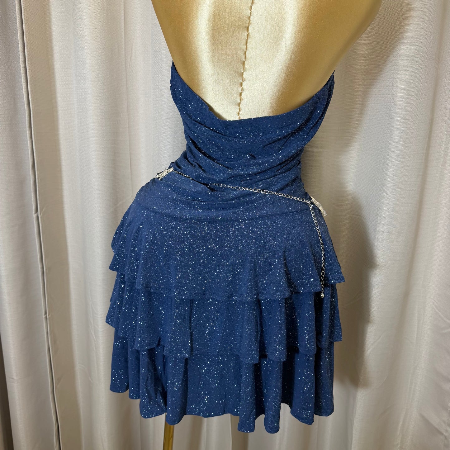 PL-sparkly Ruffle Rube dress-navy