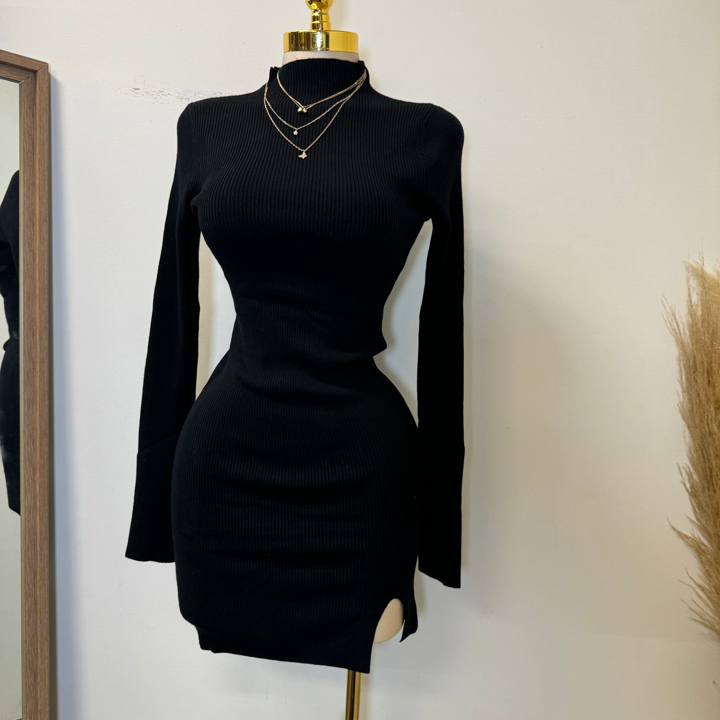 Joany Sweater Dress-Black