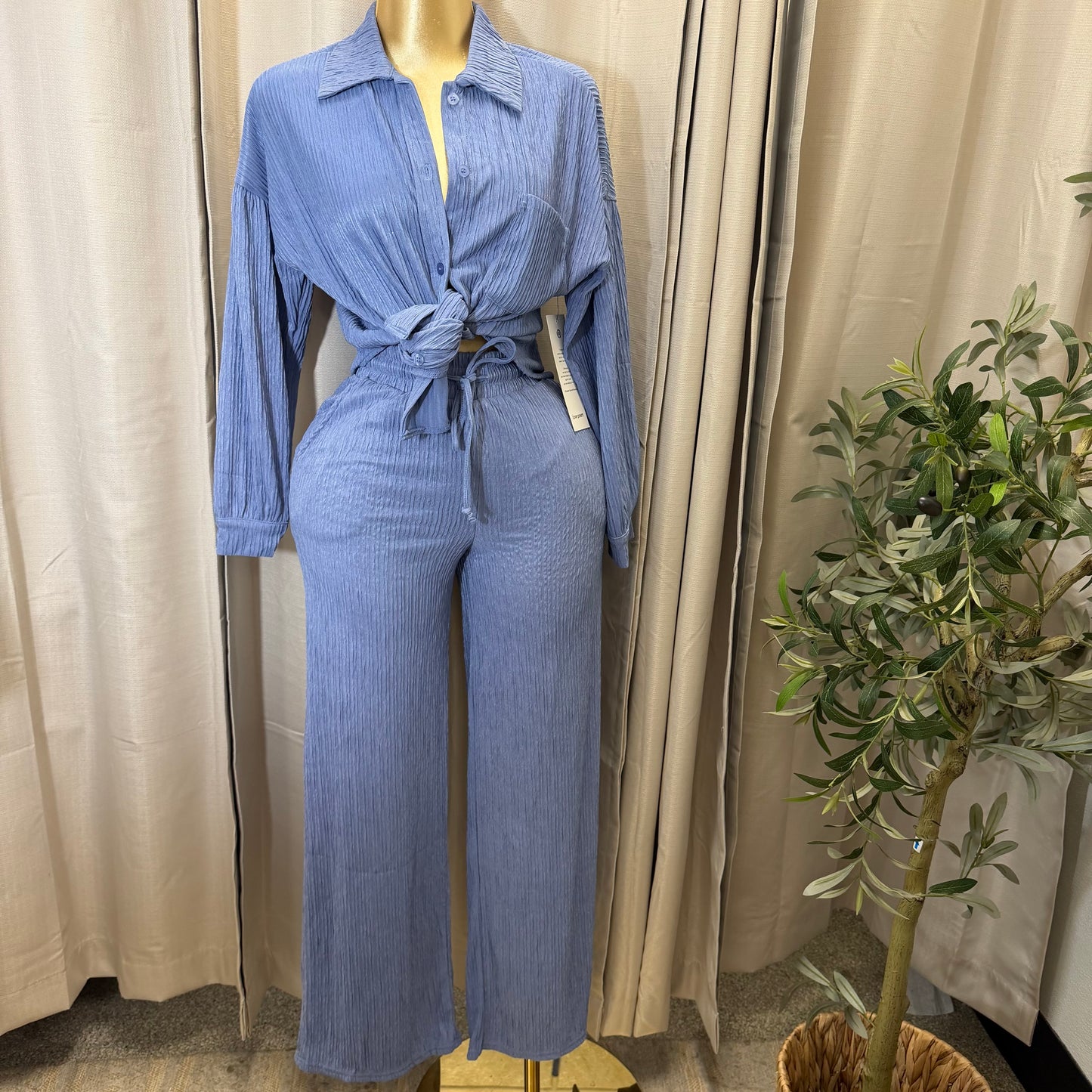 Long sleeve Pant Set-Baby Blue