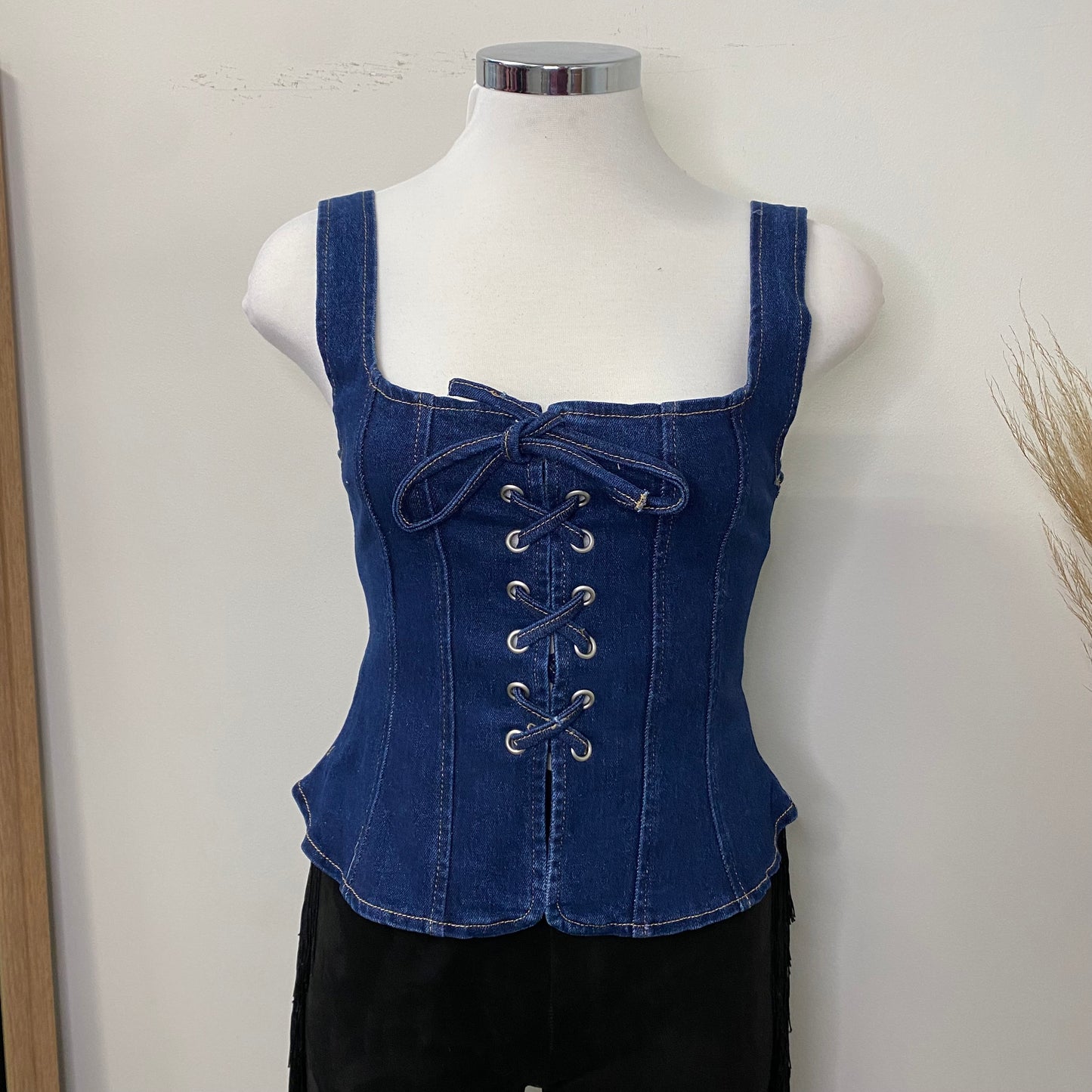 Glora Crop Top-Denim