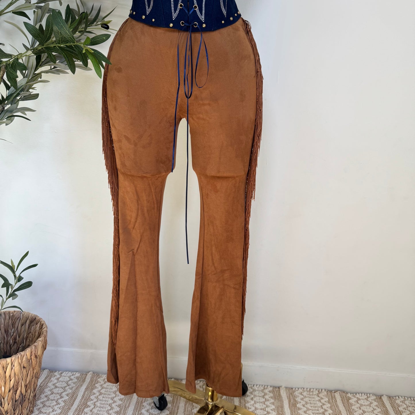 Fringe Pants-Camel