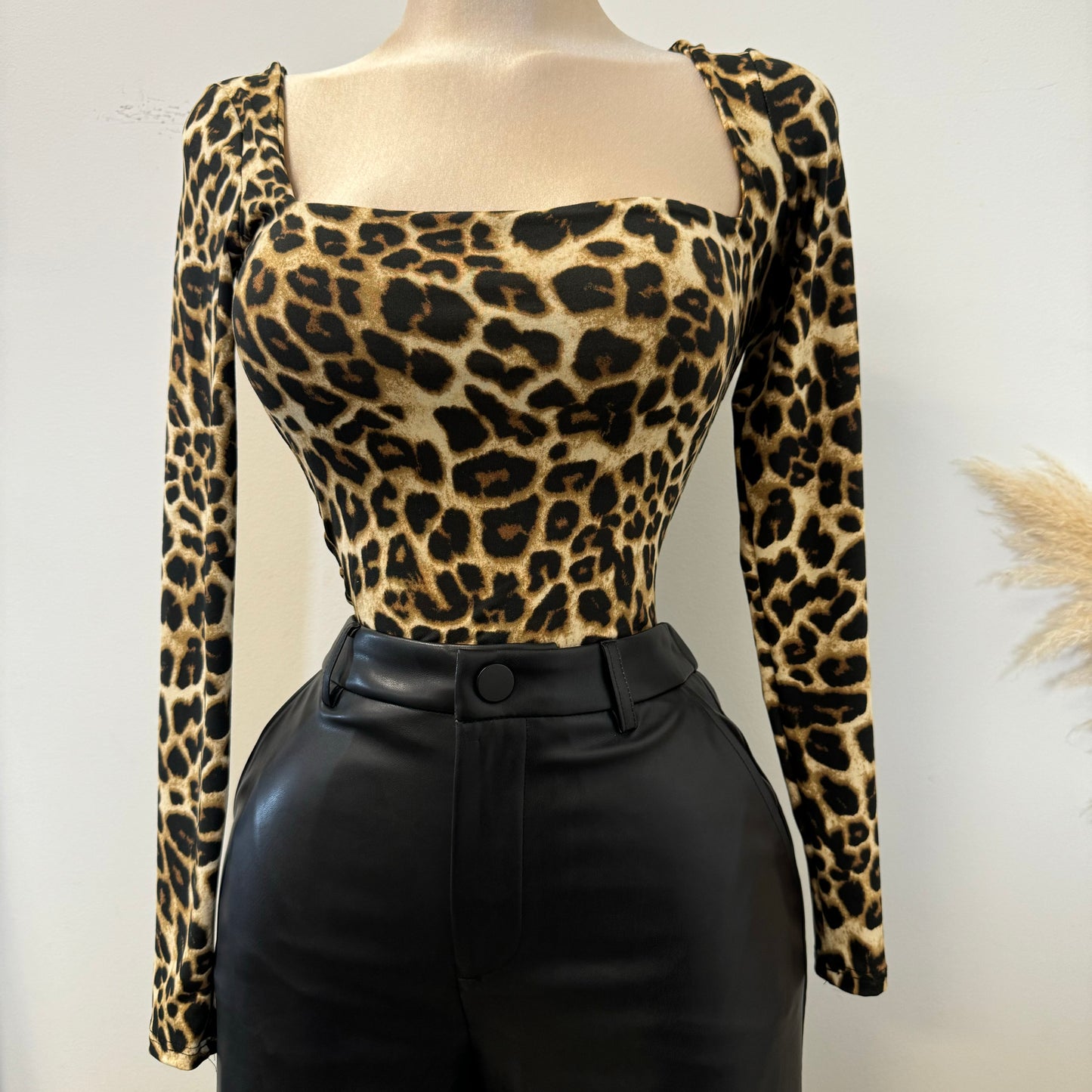 Cheetah Double Layered Long Sleeve Top-Cheetah