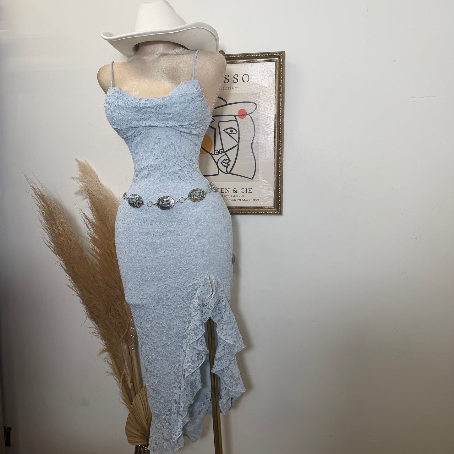 Mismaloya Lace Dress-Baby Blue